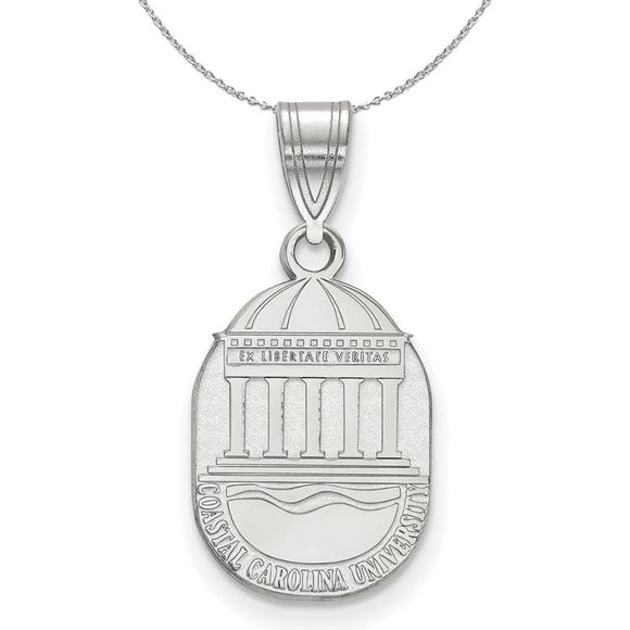 Sterling Silver Coastal Carolina U Medium Crest Necklace - 18 In